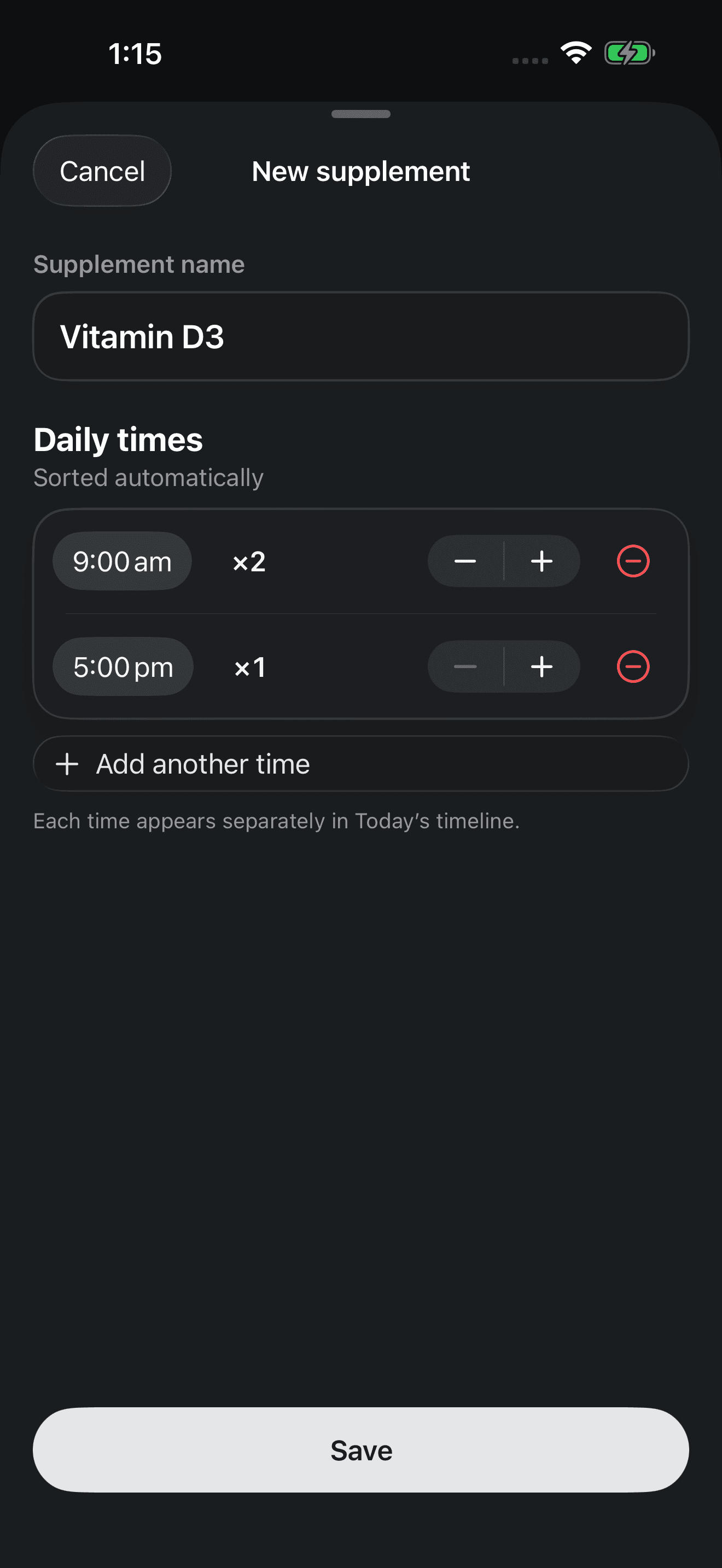Zuply supplement schedule editor