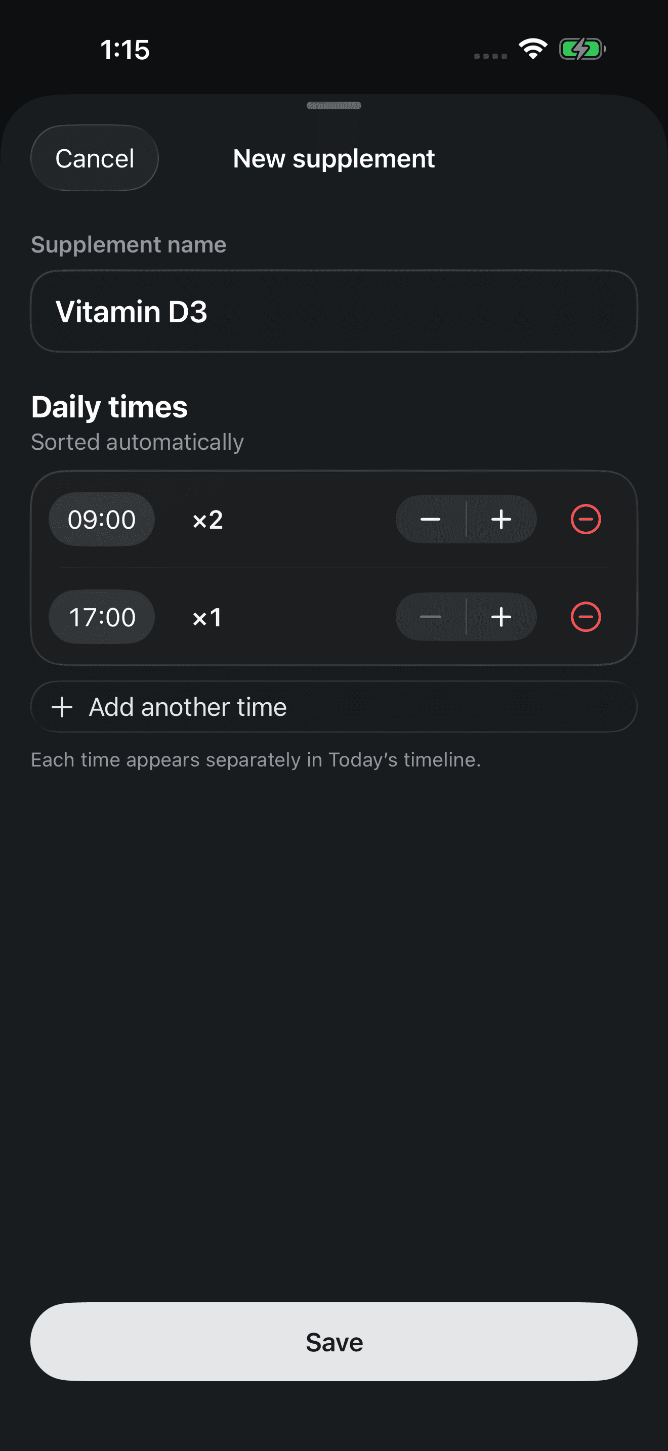 Zuply supplement schedule editor