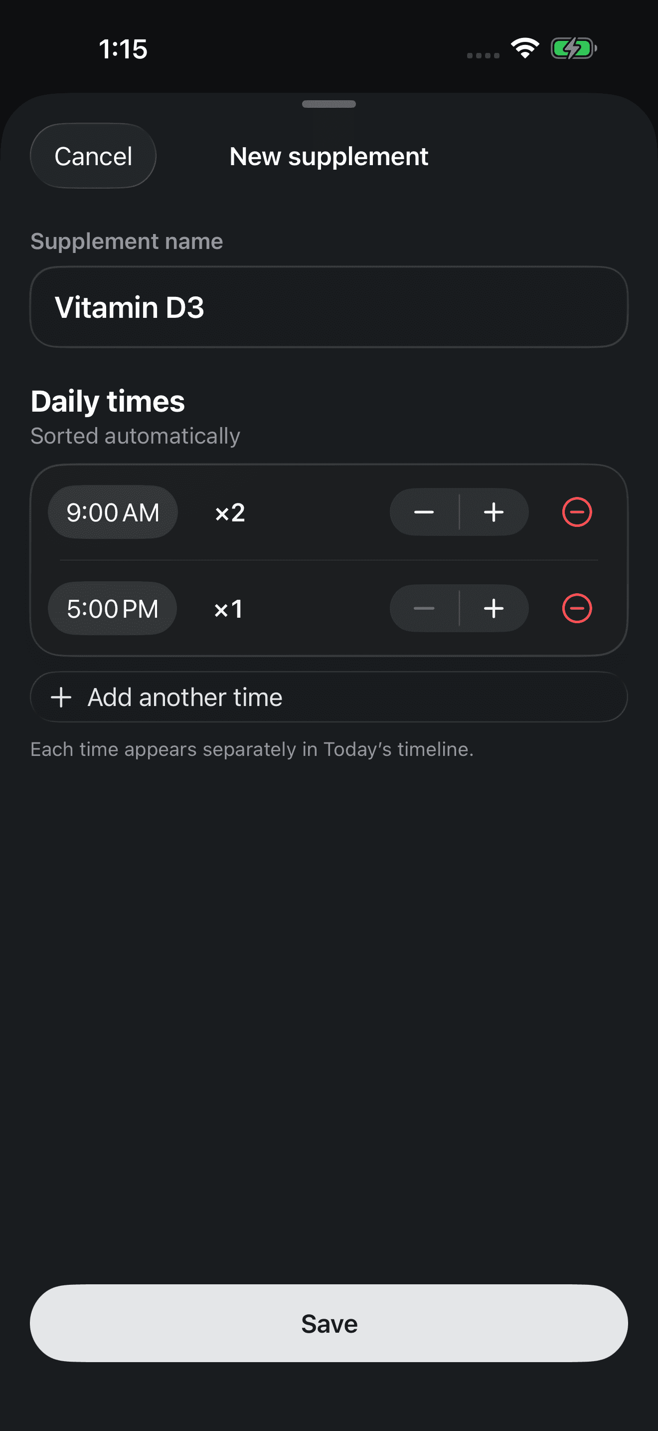 Zuply supplement schedule editor